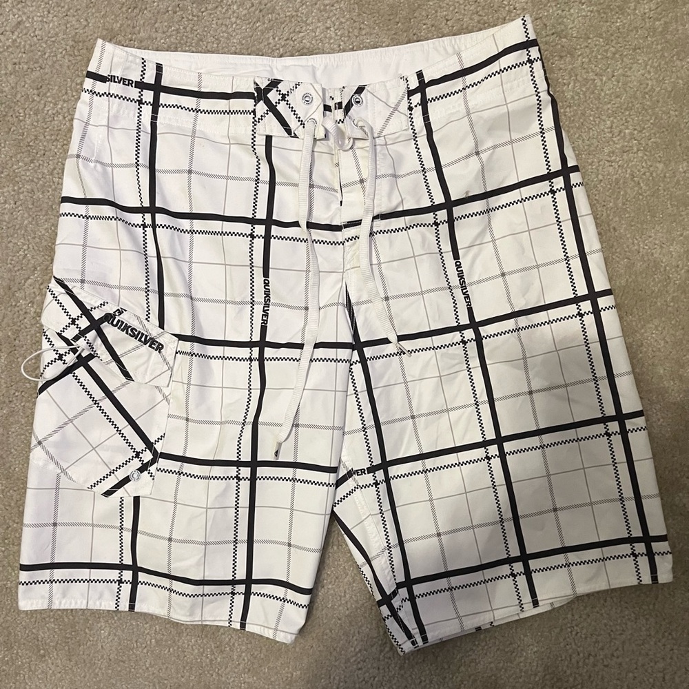 Quiksilver Men's Black and White Swim Shorts